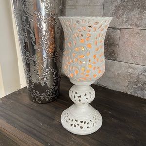 Ivory ceramic openwork candle holder by K F